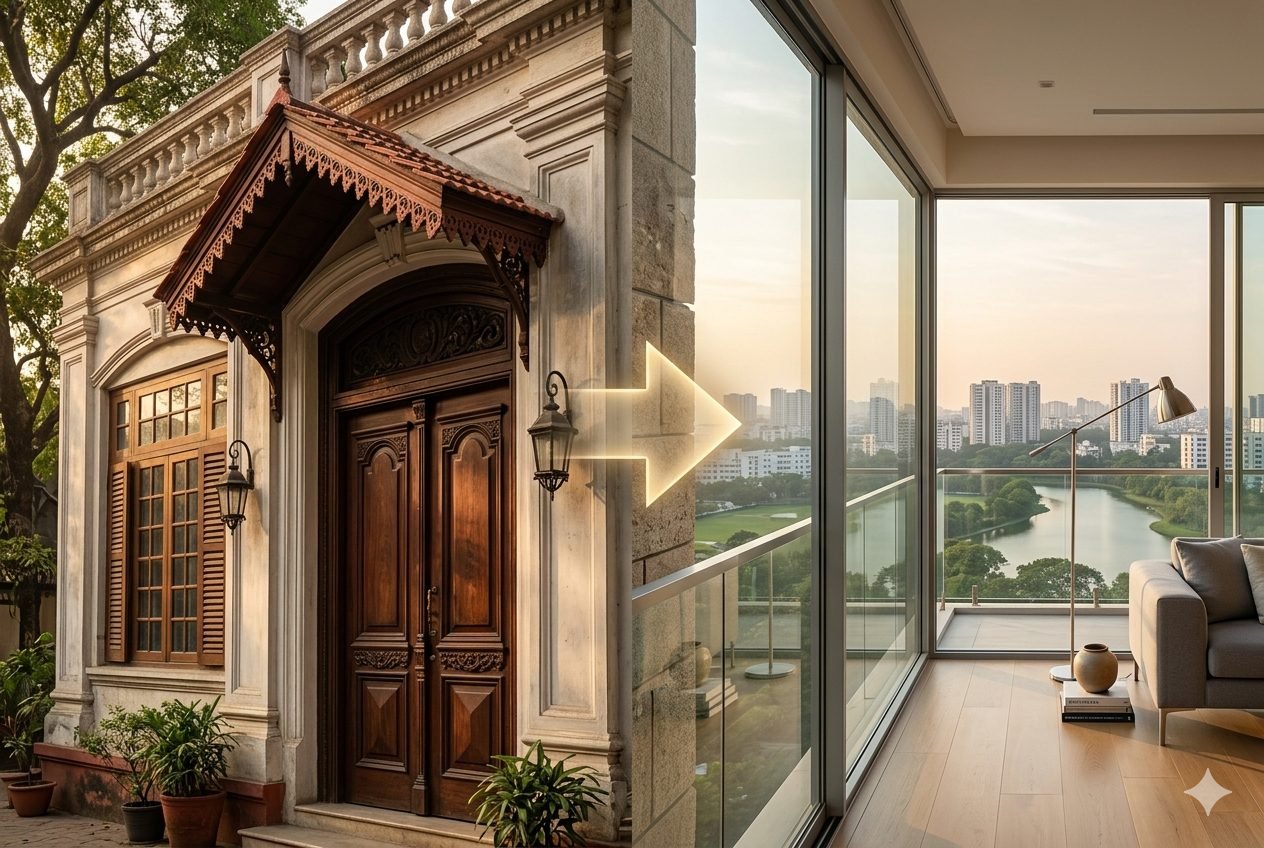 4-Generation Ballygunge Bungalow → Salt Lake Modern Apartment