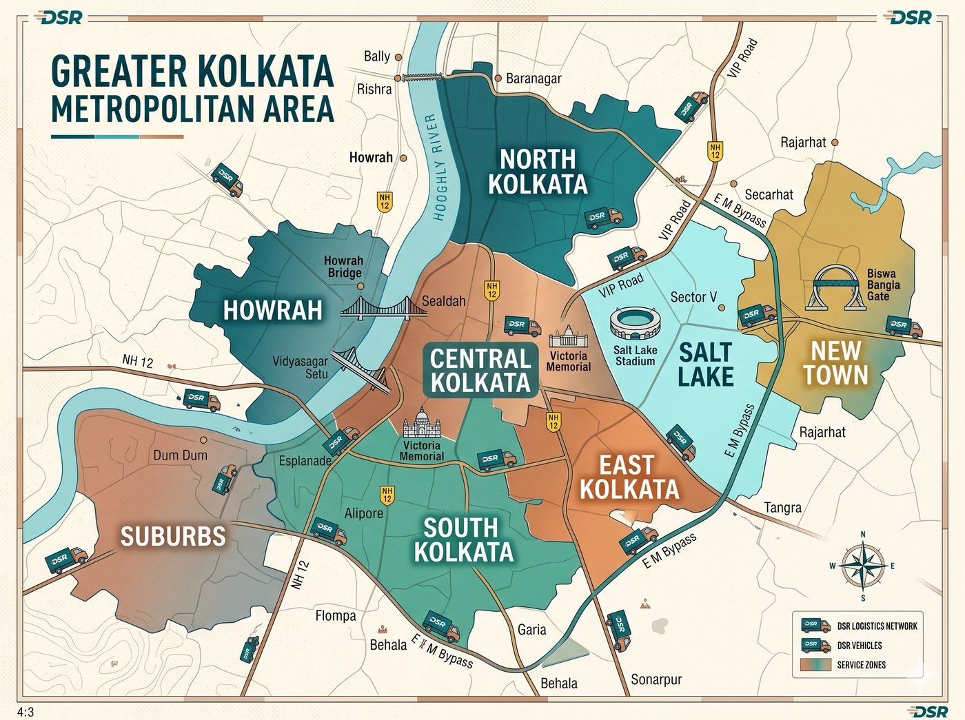 DSR Logistics Kolkata coverage map